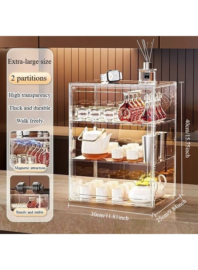 Transparent Acrylic Display Cabinet 14.17x10.63x5.51 Inches Magnetic Door Dustproof Stackable - Image 3